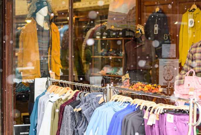 clothing rack at finnigans