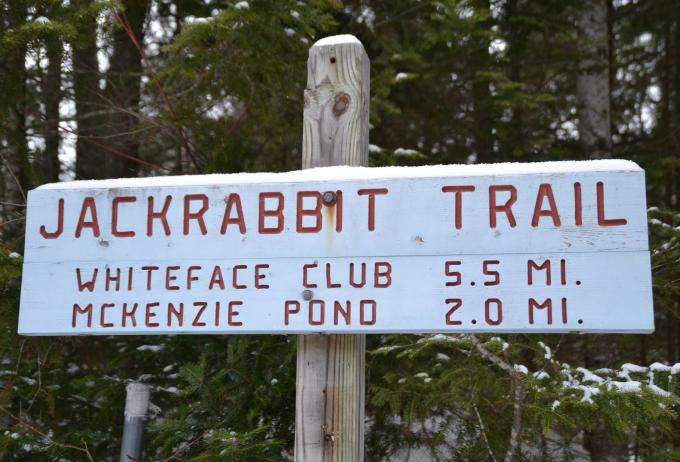 Jackrabbit Trail Sign, near Lake Placid.