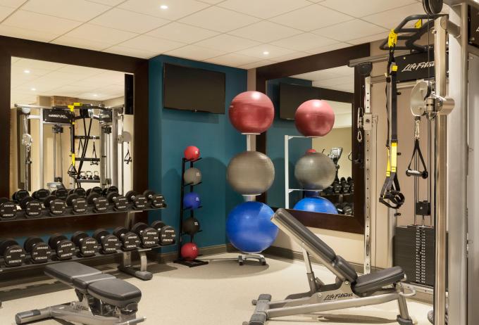 Photograph of gym equipment in Hotel Saranac's gym