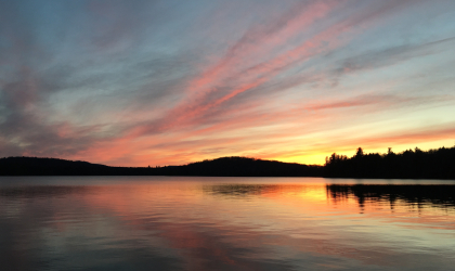 This clover-shaped lake is perfectly positioned for spectacular sunsets.