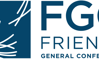 Logo in medium blue friends meeting